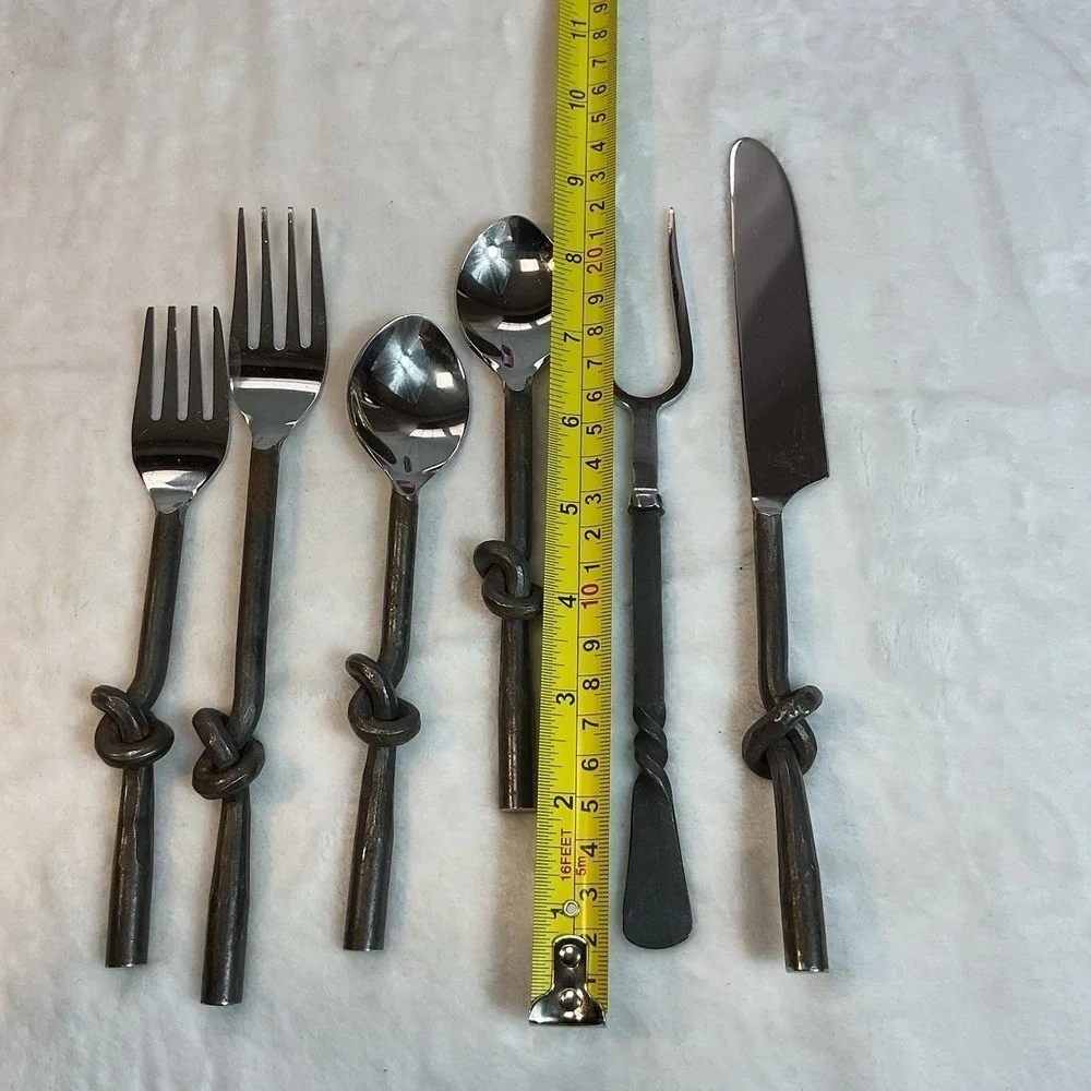 Gourmet Settings GS Twist 6 Pc Serving Utensil Set Stainless Wrought Iron